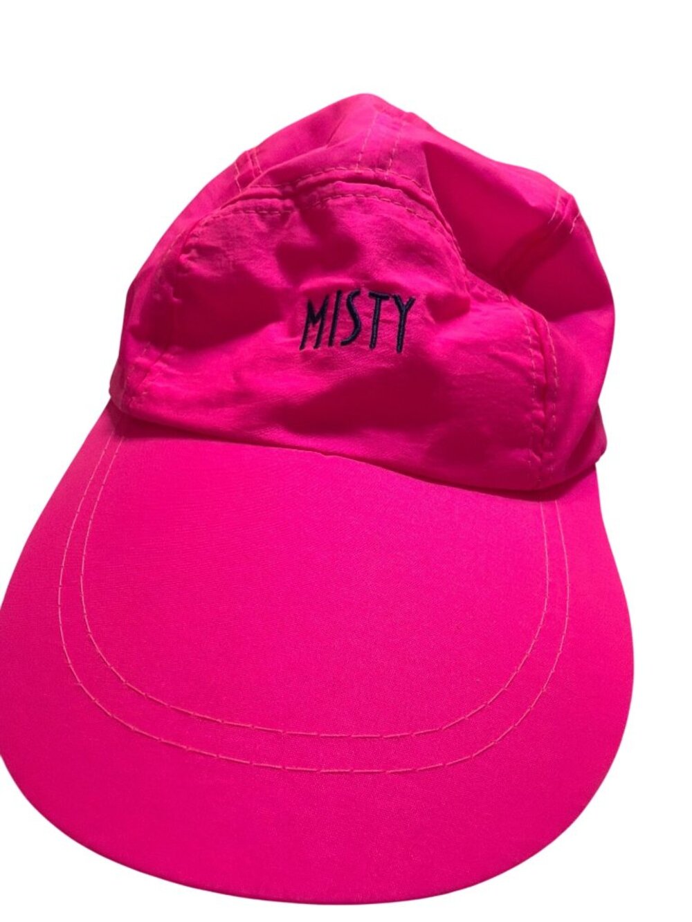 Vintage Misty Pink Nylon Embroidered Baseball Cap Long Bill Cigarette Estate